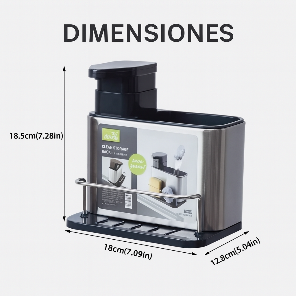Dispensador de jabón para cocina en acero inoxidable