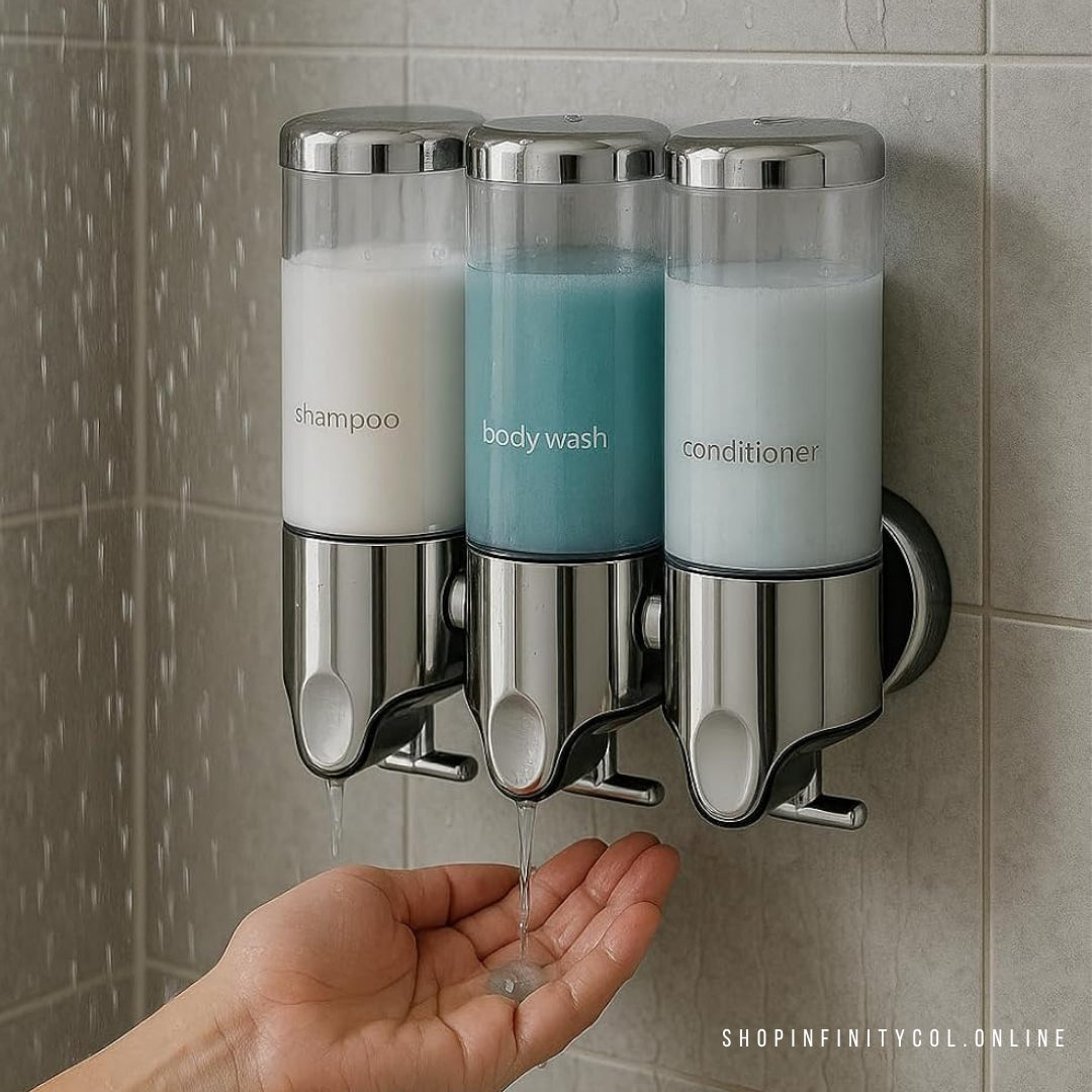 Dispensador Triple de Jabón de Baño – Diseño Metálico Premium