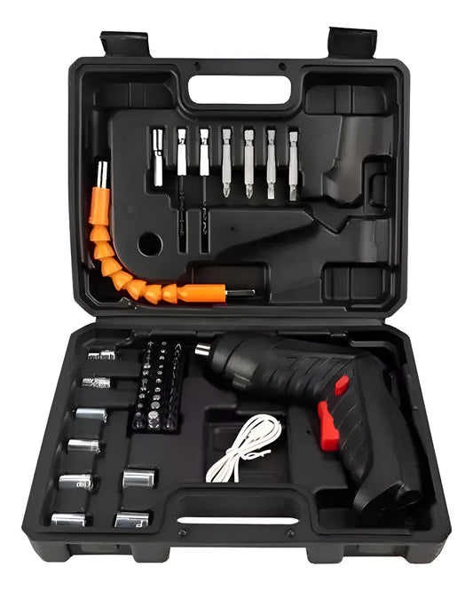 Kit Taladro Destornillador Eléctrico Inalámbrico con Accesorios