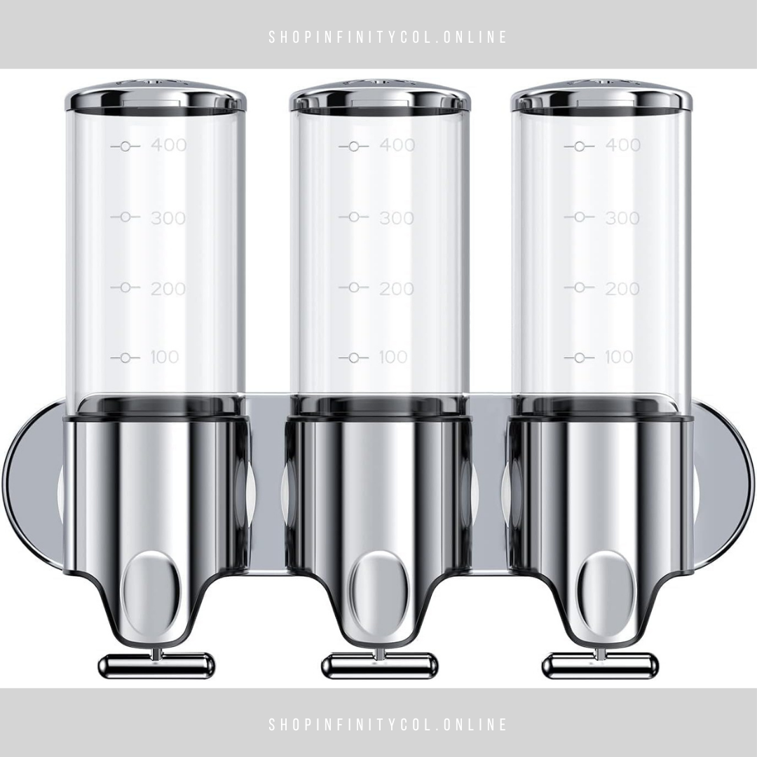 Dispensador Triple de Jabón de Baño – Diseño Metálico Premium