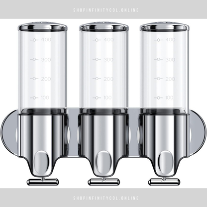Dispensador Triple de Jabón de Baño – Diseño Metálico Premium