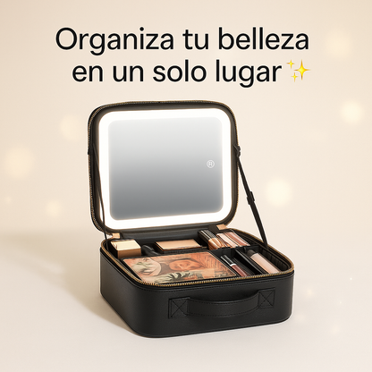 COSMETIQUERA PREMIUM CON ESPEJO Y LUZ LED