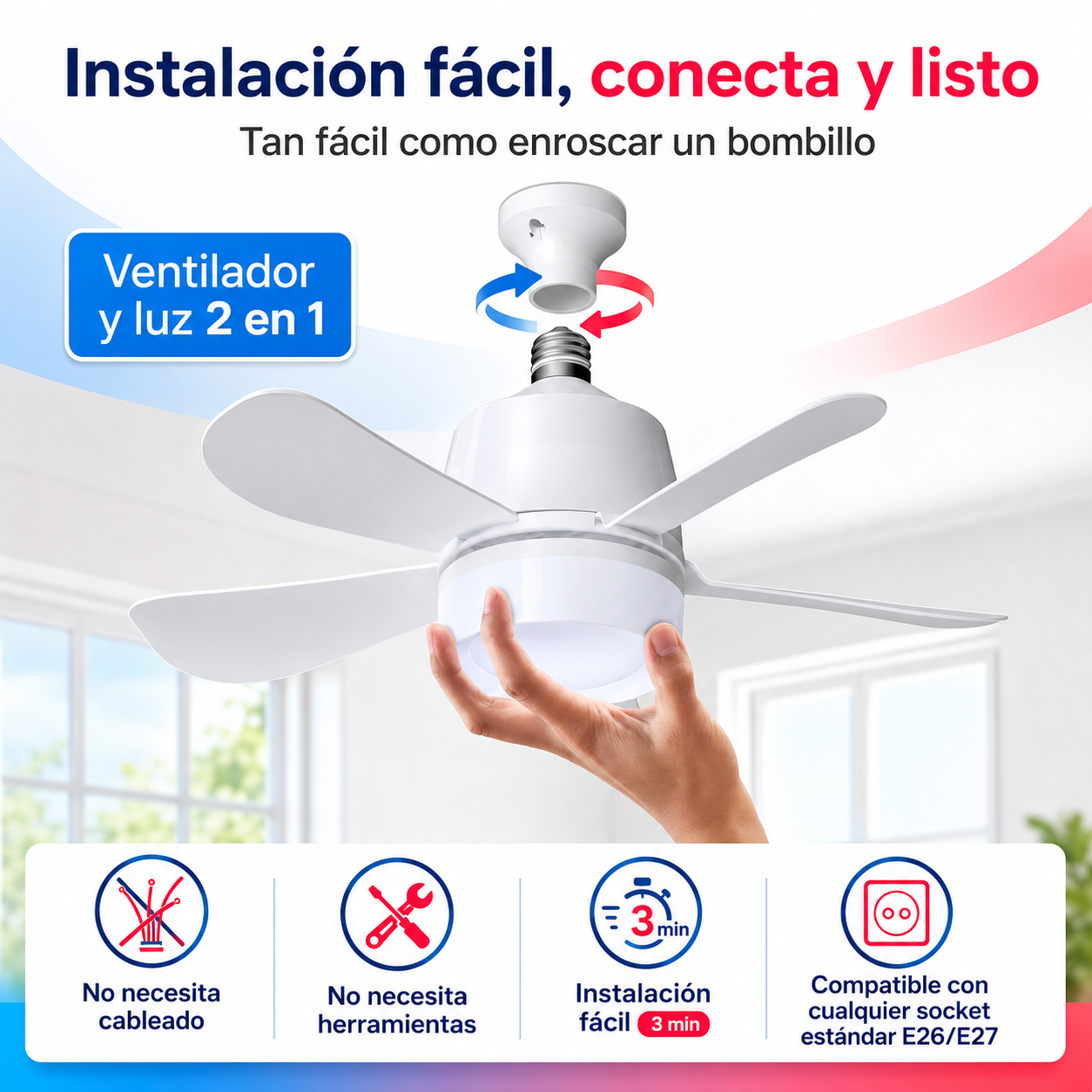 Ventilador con luz led