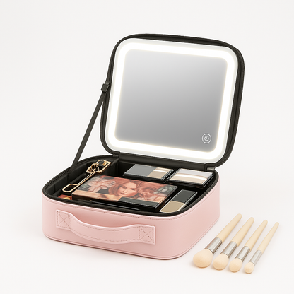 COSMETIQUERA PREMIUM CON ESPEJO Y LUZ LED