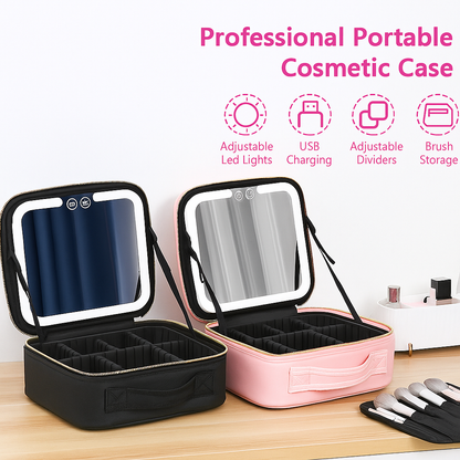 COSMETIQUERA PREMIUM CON ESPEJO Y LUZ LED