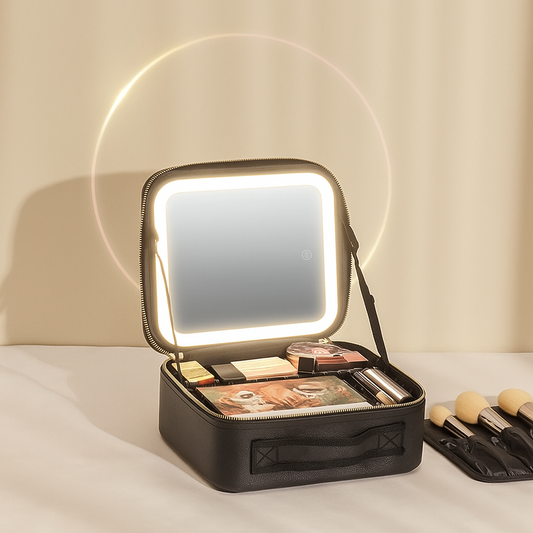 COSMETIQUERA PREMIUM CON ESPEJO Y LUZ LED