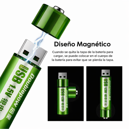 Baterías AA Recargables USB